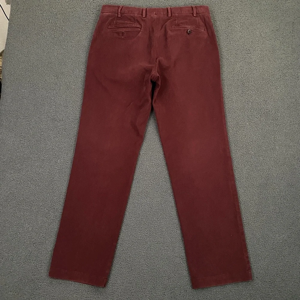 Canali Pants FITS Mens 33x31 Red Chino Trousers Cotton Twill Flat Front Italy